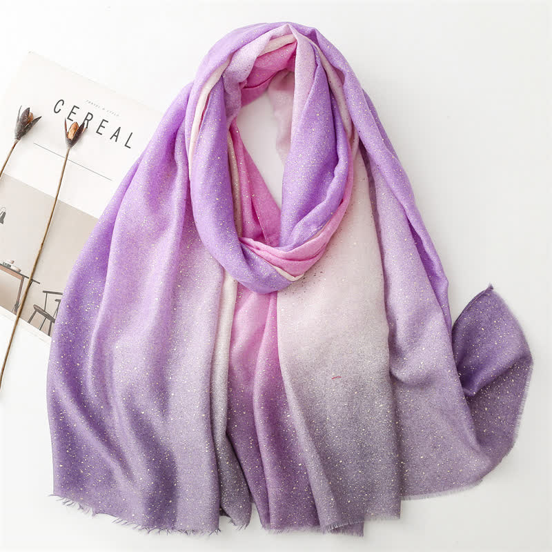 Women's Elegant Foil Printed Gradient Color Thin Scarf - Image 14