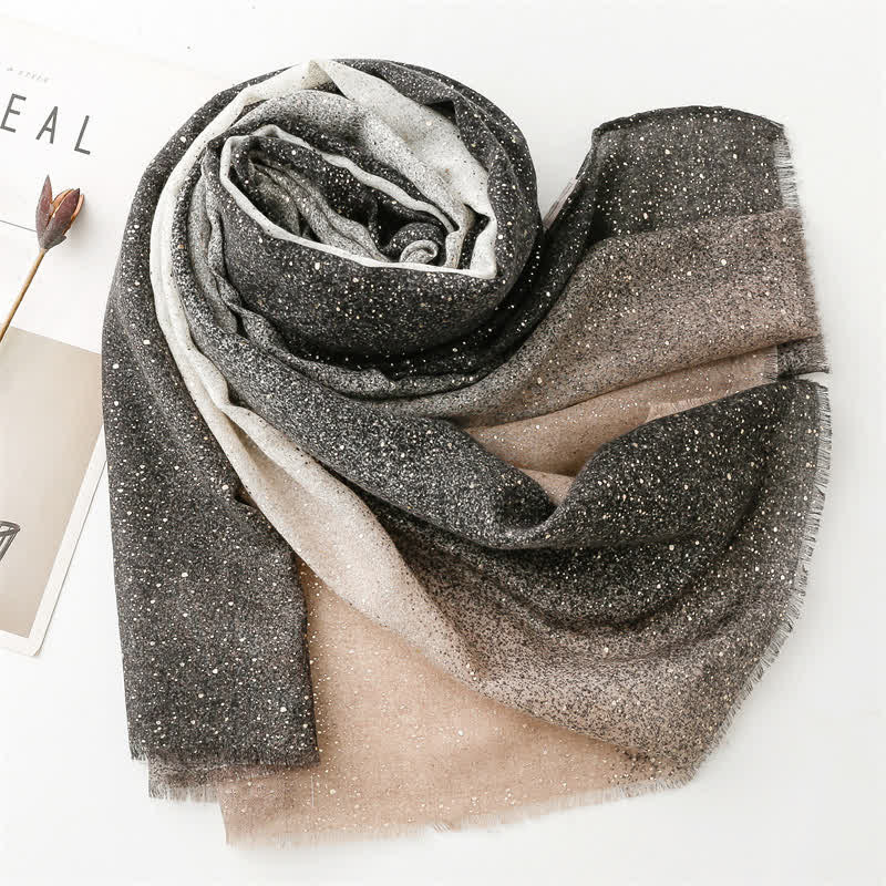 Women's Elegant Foil Printed Gradient Color Thin Scarf - Image 3