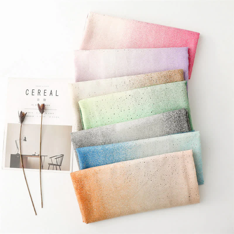 Women's Elegant Foil Printed Gradient Color Thin Scarf - Image 9