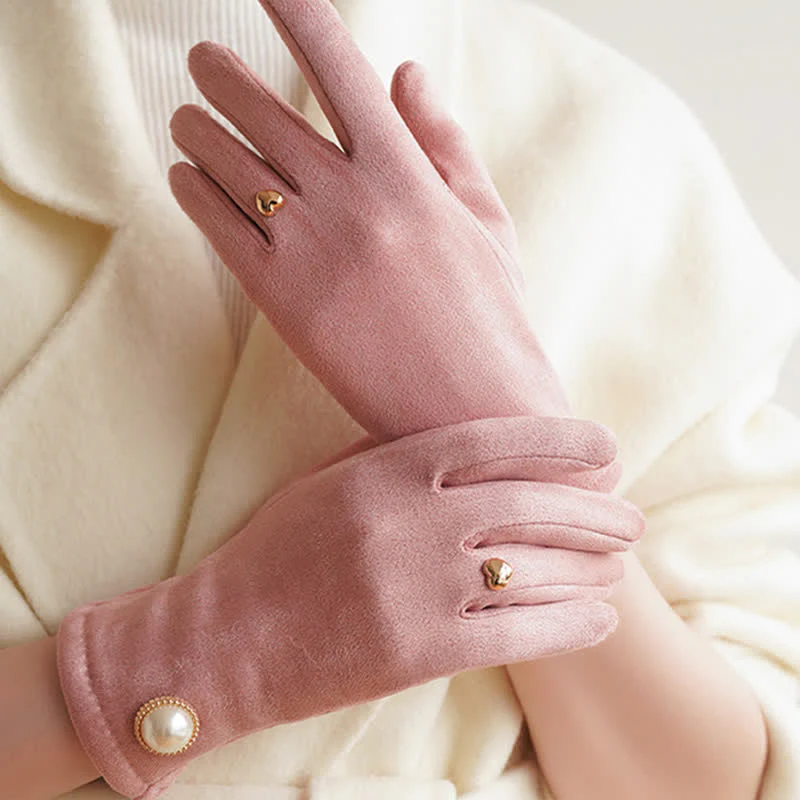 Women's Elegant Fuax Pearls Heart Design Gloves - Image 8