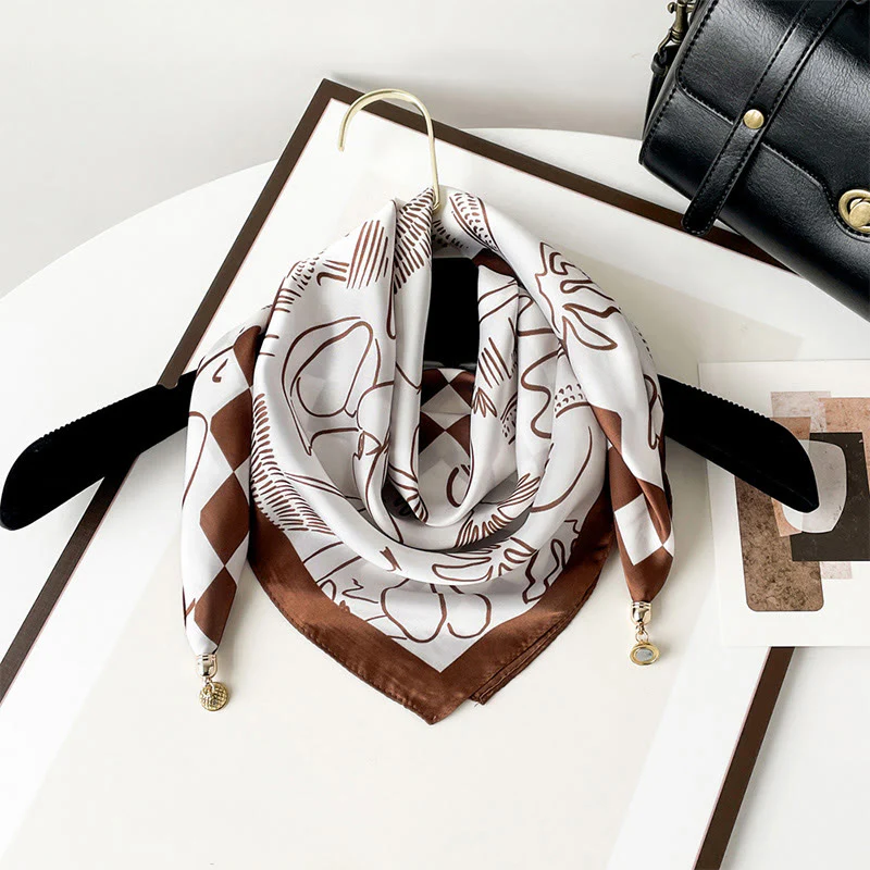 Women's Elegant Retro Art Print Lightweight Square Scarf - Image 14