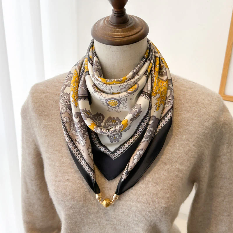 Women's Elegant Retro Printed Square Magnetic Cravat - Image 11