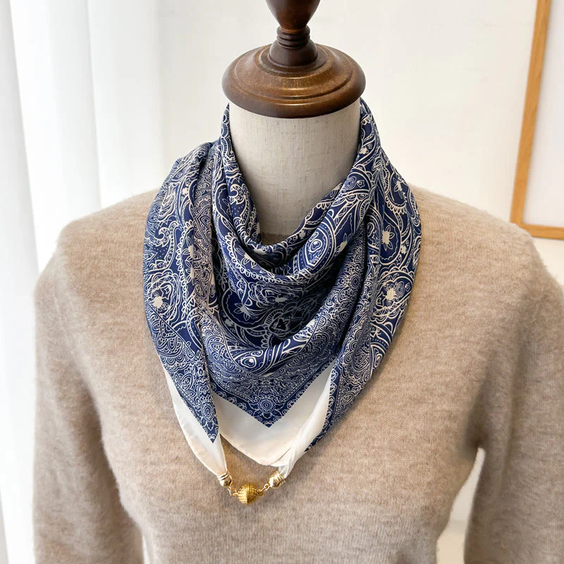 Women's Elegant Retro Printed Square Magnetic Cravat - Image 12