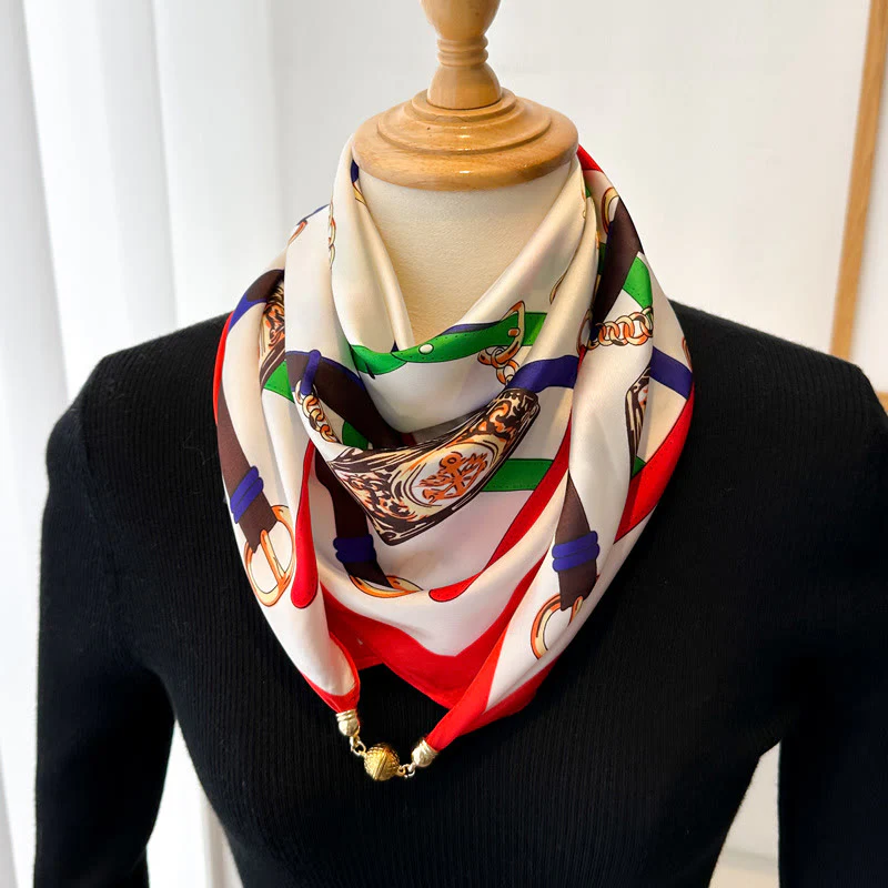 Women's Elegant Retro Printed Square Magnetic Cravat - Image 16