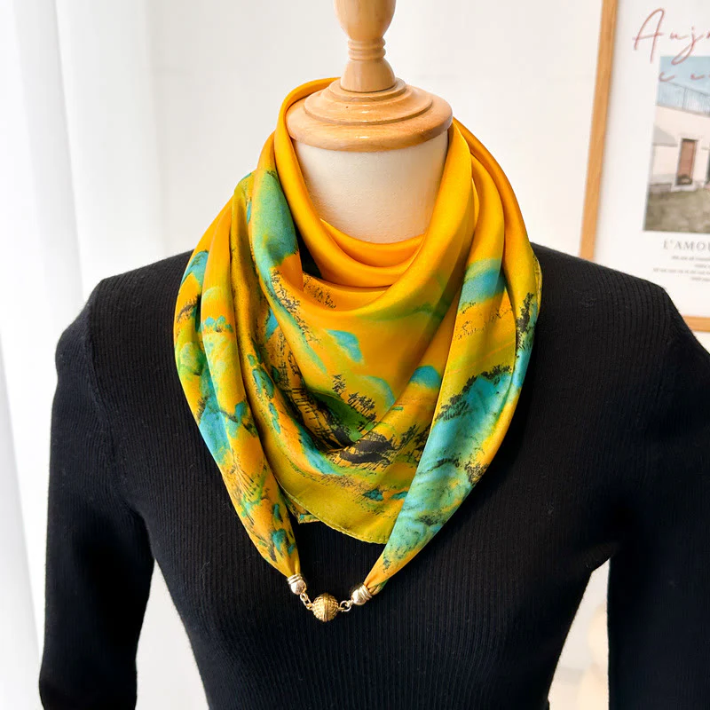 Women's Elegant Retro Printed Square Magnetic Cravat - Image 18