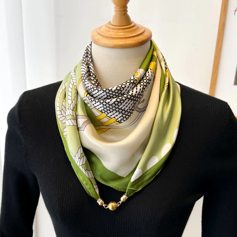 Women's Elegant Retro Printed Square Magnetic Cravat - Image 19