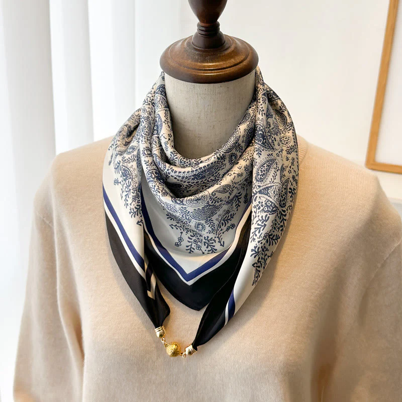 Women's Elegant Retro Printed Square Magnetic Cravat - Image 21