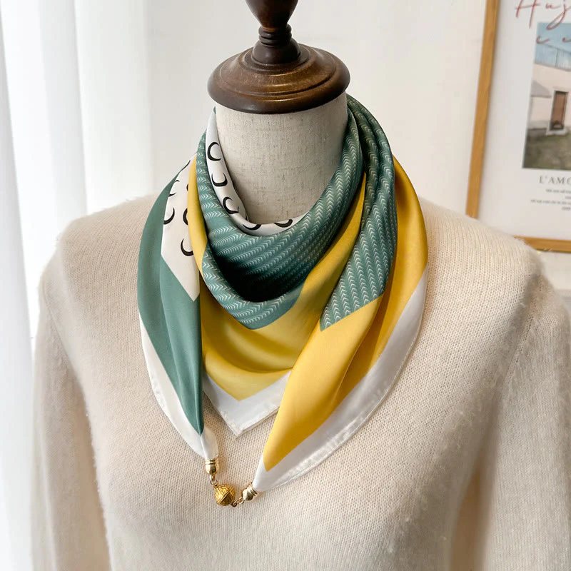 Women's Elegant Retro Printed Square Magnetic Cravat - Image 22
