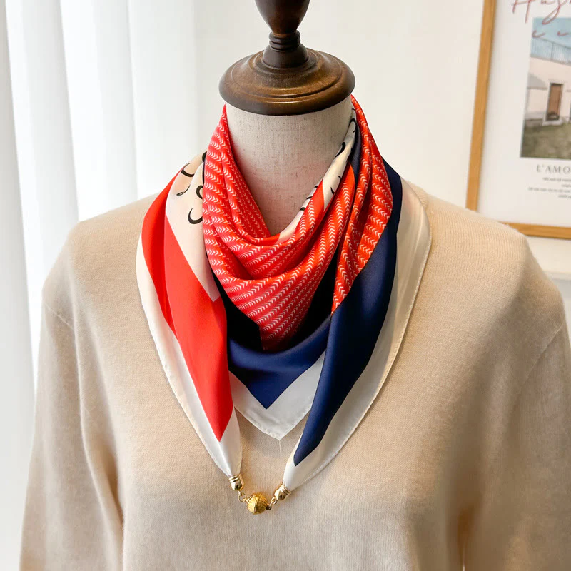 Women's Elegant Retro Printed Square Magnetic Cravat - Image 23