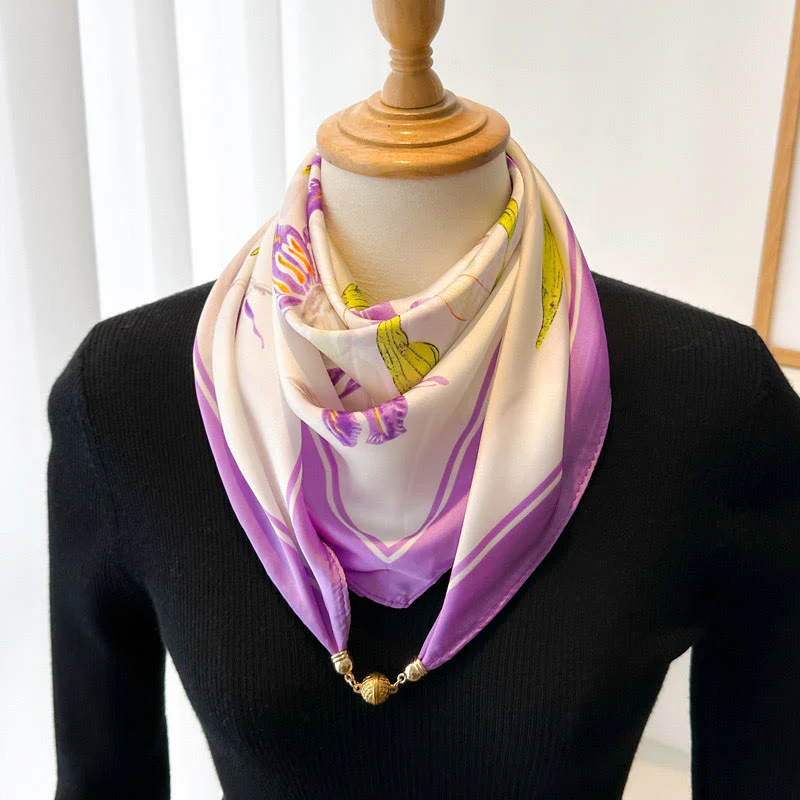 Women's Elegant Retro Printed Square Magnetic Cravat - Image 25