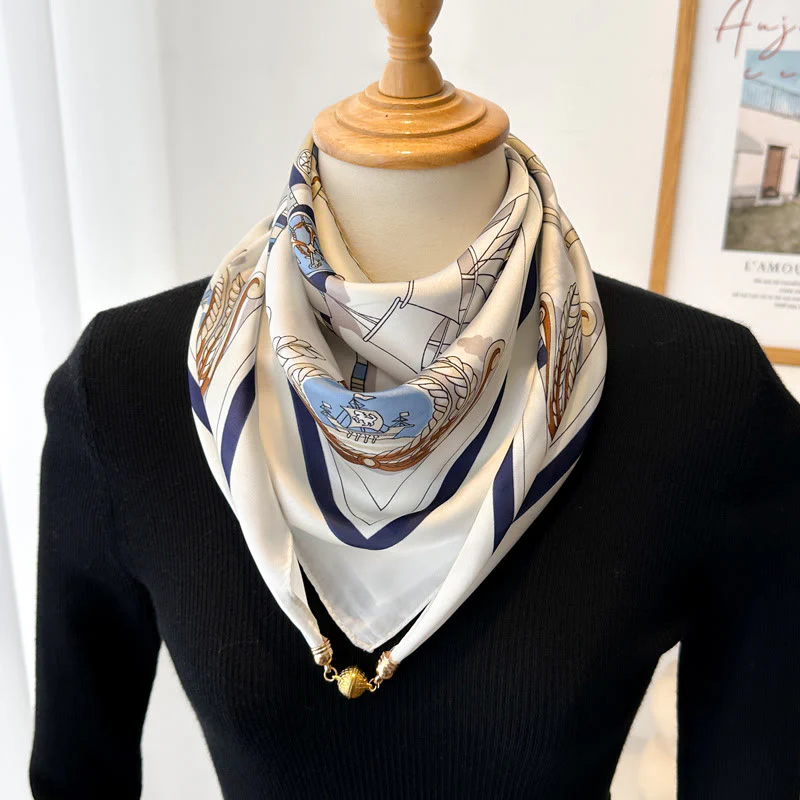 Women's Elegant Retro Printed Square Magnetic Cravat - Image 9