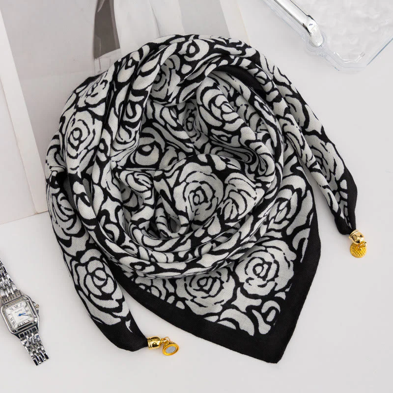 Women's Elegant Retro Rose Polka Dot Square Magnetic Cravat