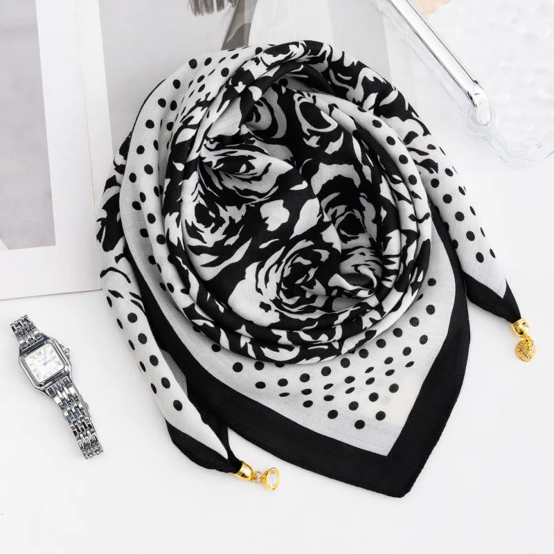 Women's Elegant Retro Rose Polka Dot Square Magnetic Cravat - Image 32