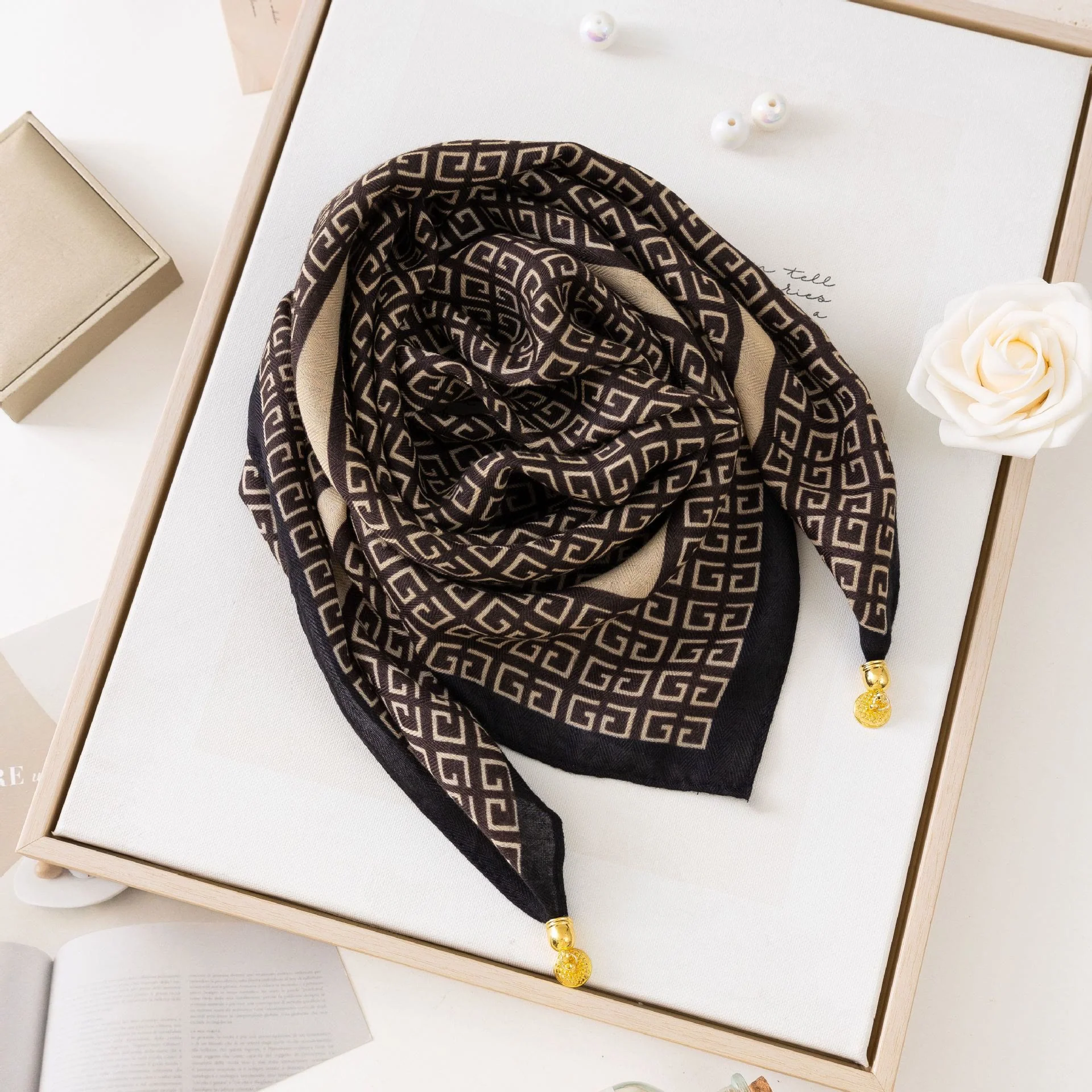 Women's Elegant Retro Rose Polka Dot Square Magnetic Cravat - Image 59