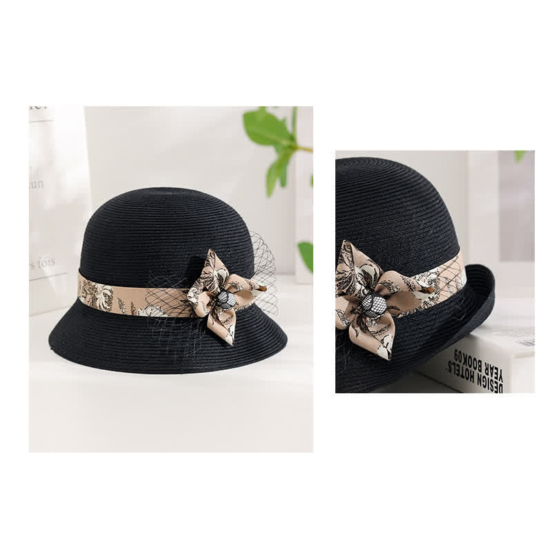 Women's Elegant Roman Style Floral Decor Summer Straw Hat - Image 10