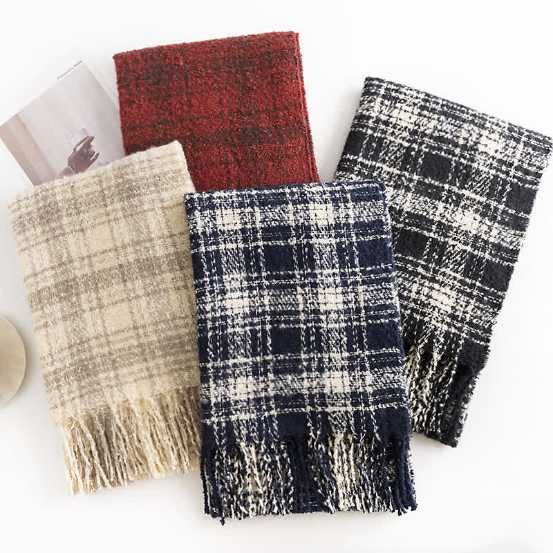Women's Elegant Shawl Checkered Daily Scarf - Image 2