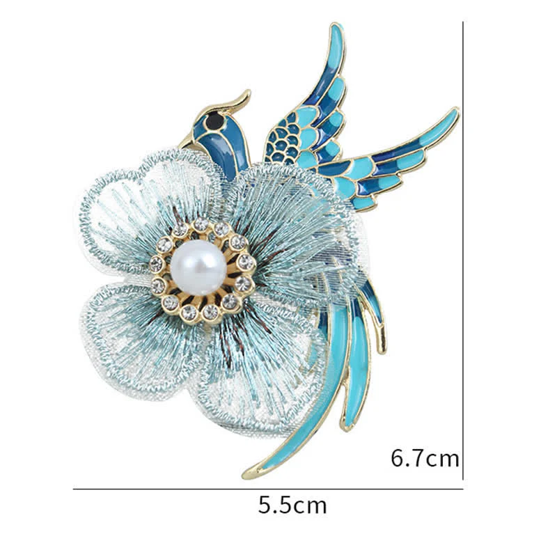 Women's Embroidered Phoenix Bird Brooch - Image 7