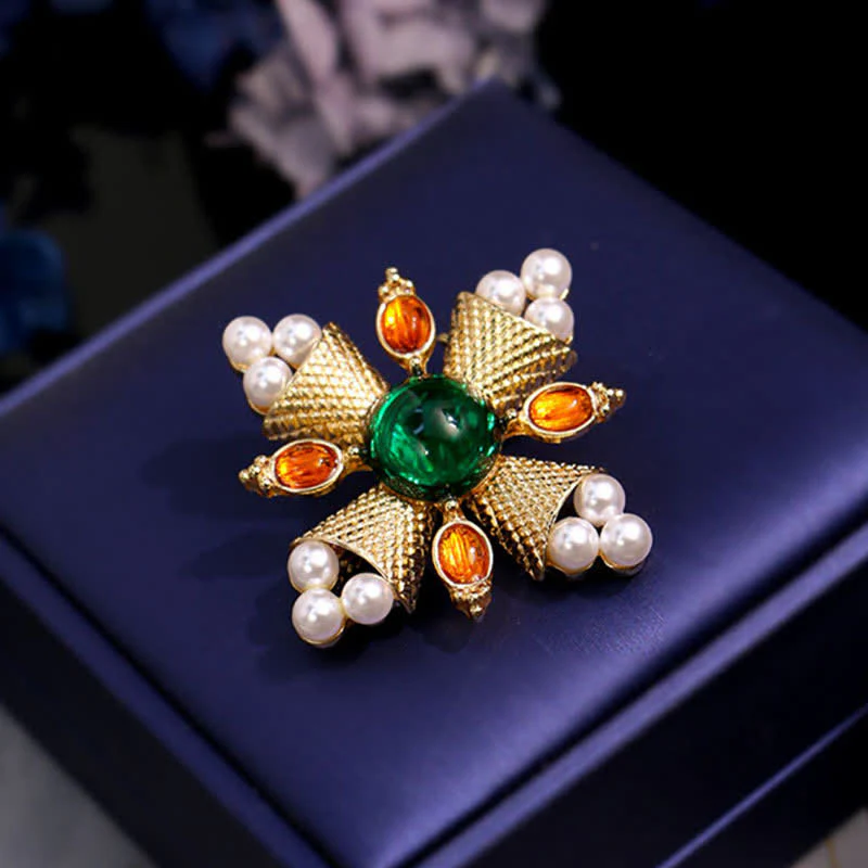 Women's Empress Baroque Cross Pearl Brooch - Image 5