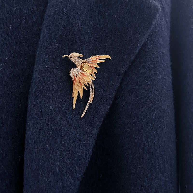 Women's Enamel Flying Phoenix Crystal Brooch - Image 2