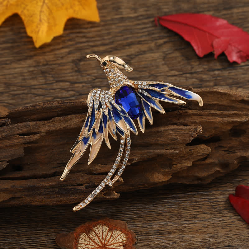 Women's Enamel Flying Phoenix Crystal Brooch - Image 7