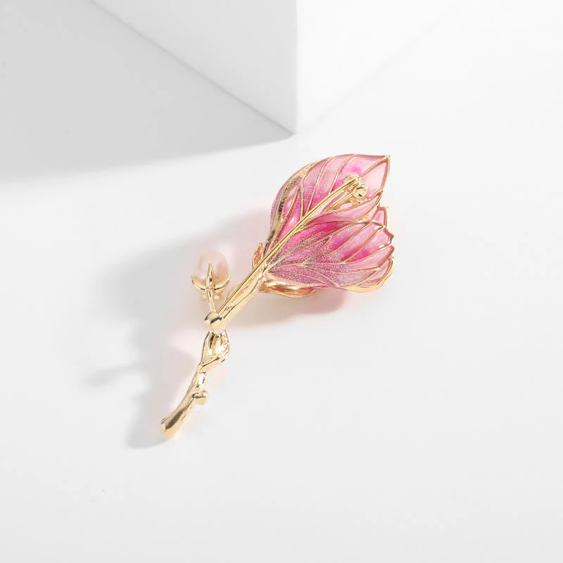 Women's Enamel Magnolia Flower Brooch - Image 6