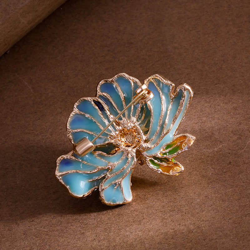 Women's Enamel Peony Flowers Pearl Inlaid Brooch - Image 5