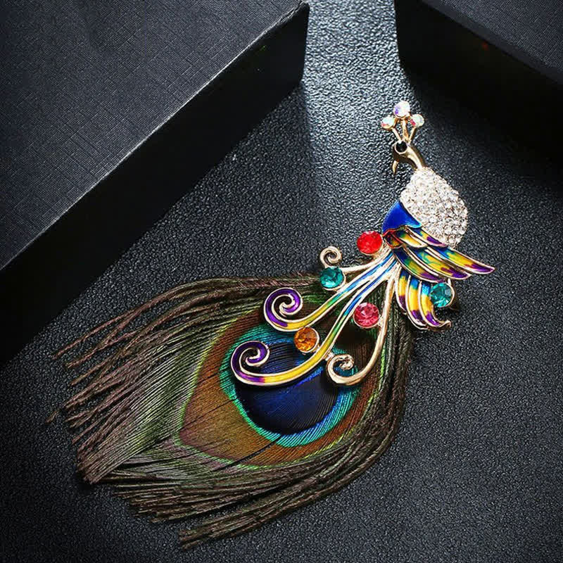 Women's Ethnic Colorful Peacock Feather Brooch - Image 4