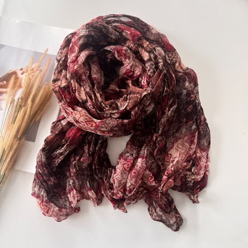 Women's Ethnic Style Pleated Cotton Linen Thin Autumn Scarf - Image 4