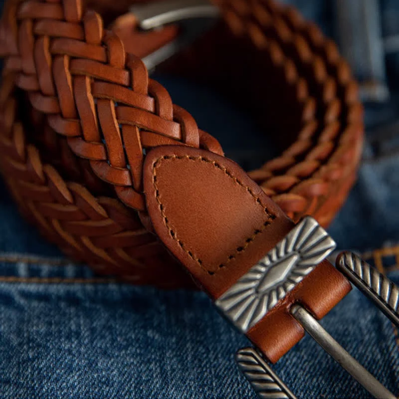 Everyday Casual Woven Cowhide Braided Leather Belt - Image 11