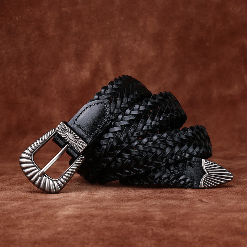 Everyday Casual Woven Cowhide Braided Leather Belt - Image 12