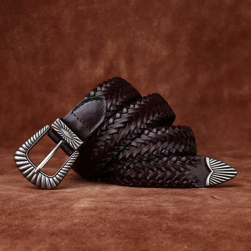 Everyday Casual Woven Cowhide Braided Leather Belt - Image 16
