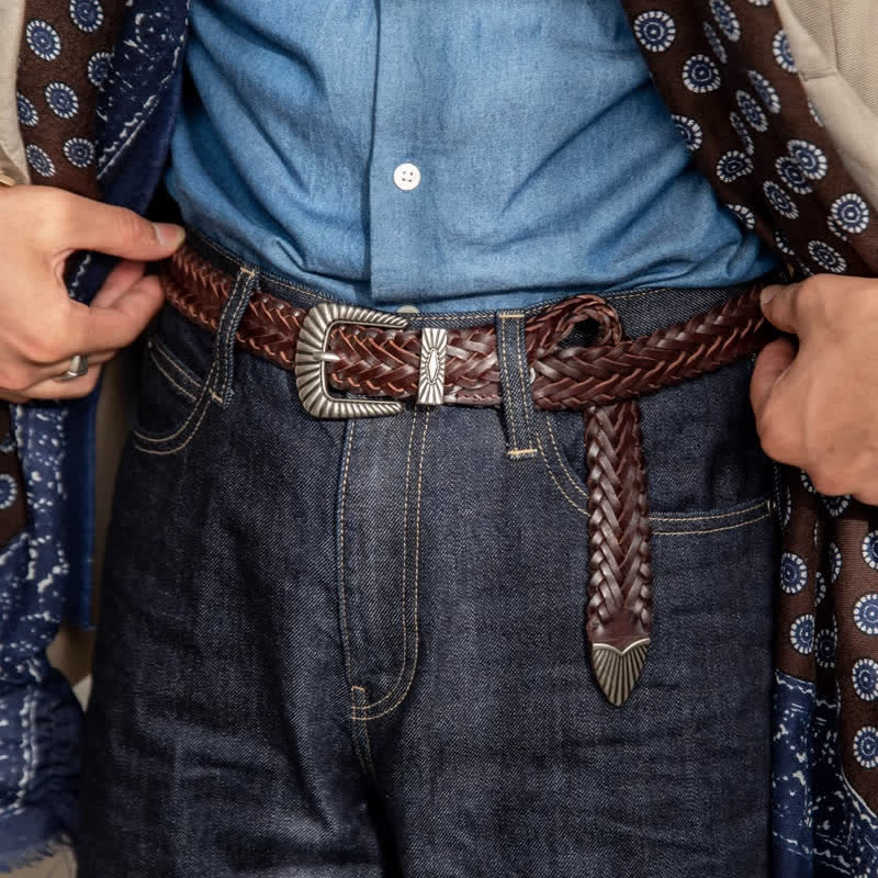 Everyday Casual Woven Cowhide Braided Leather Belt - Image 17