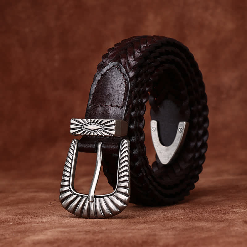 Everyday Casual Woven Cowhide Braided Leather Belt - Image 18