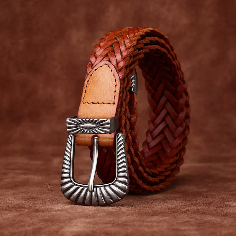 Everyday Casual Woven Cowhide Braided Leather Belt - Image 6