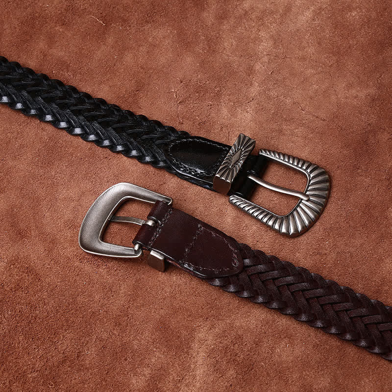 Everyday Casual Woven Cowhide Braided Leather Belt - Image 8
