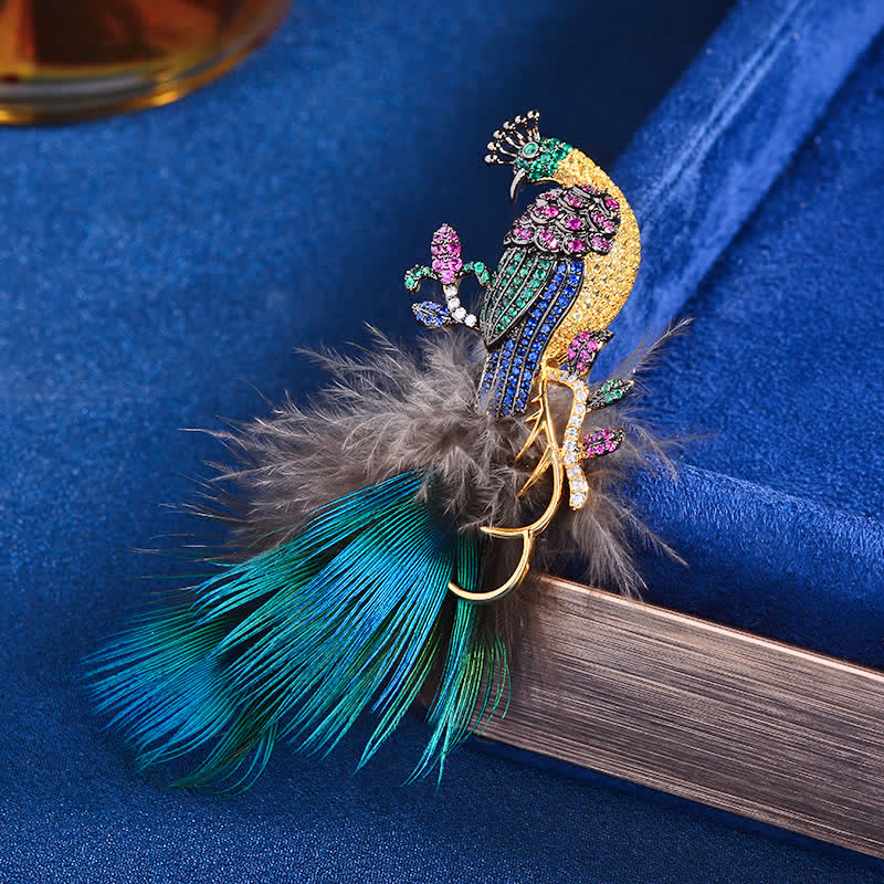 Women's Exquisite Bling Rhinestones Peacock Feather Brooch - Image 3