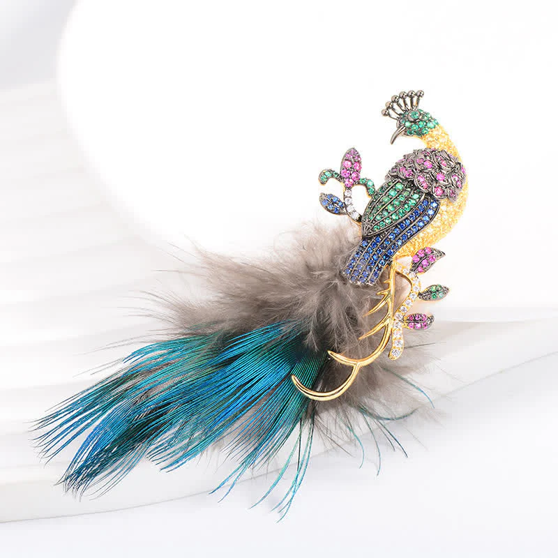 Women's Exquisite Bling Rhinestones Peacock Feather Brooch - Image 6