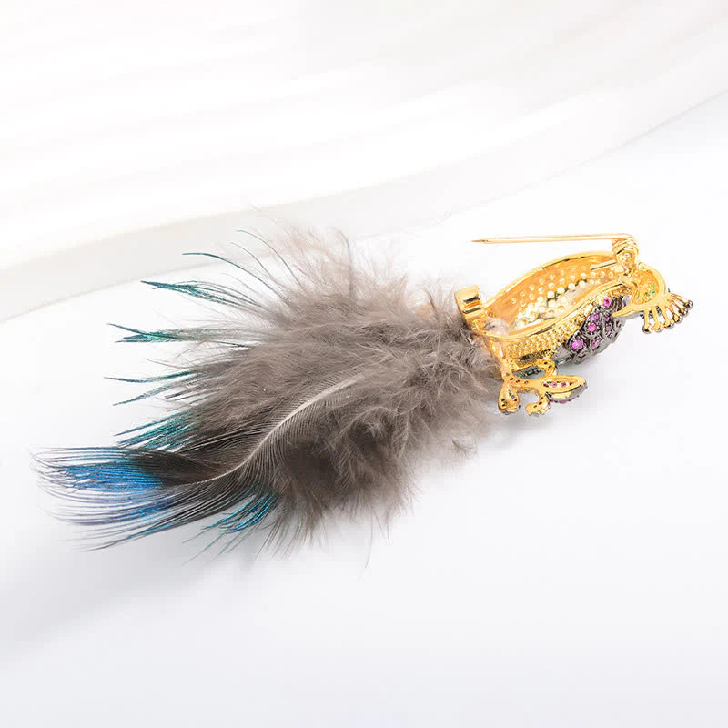 Women's Exquisite Bling Rhinestones Peacock Feather Brooch - Image 7