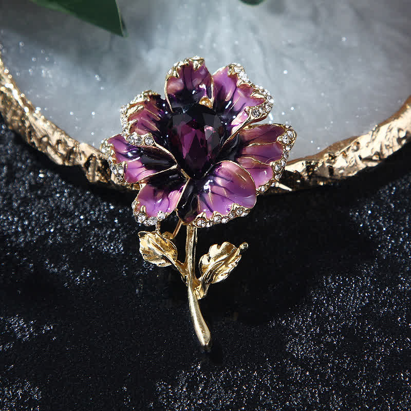 Women's Exquisite Crystal Enamel Flower Brooch - Image 2
