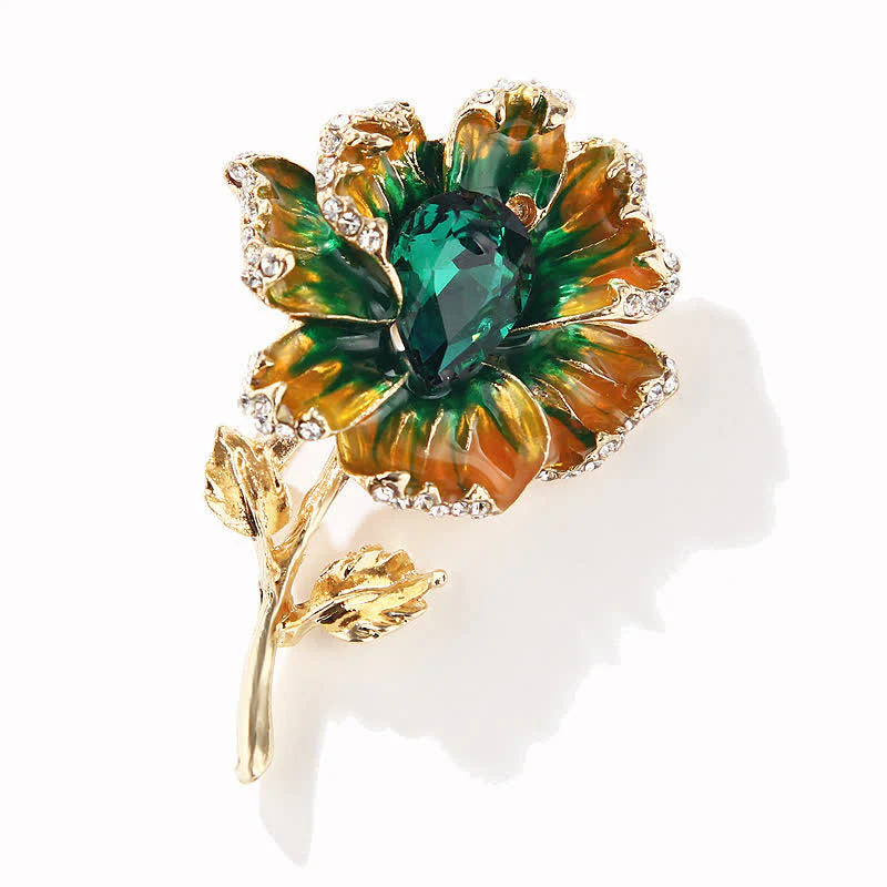 Women's Exquisite Crystal Enamel Flower Brooch - Image 4