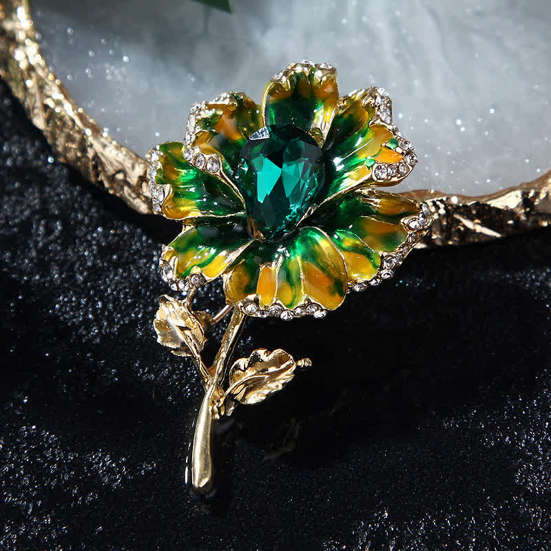 Women's Exquisite Crystal Enamel Flower Brooch - Image 5