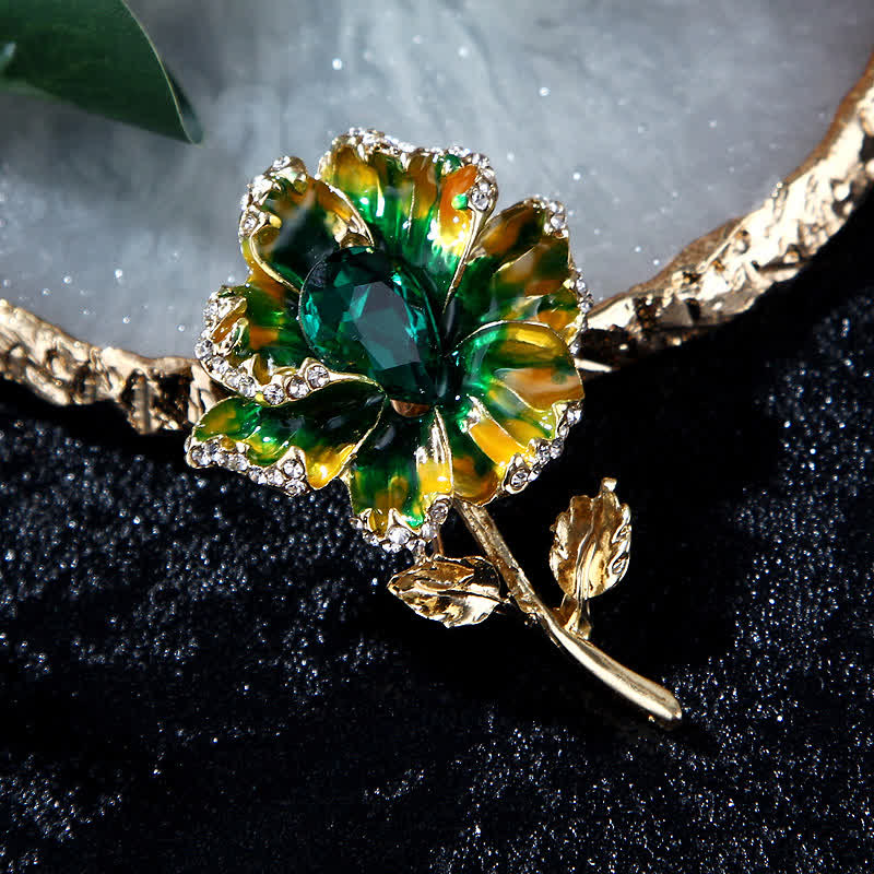 Women's Exquisite Crystal Enamel Flower Brooch - Image 6