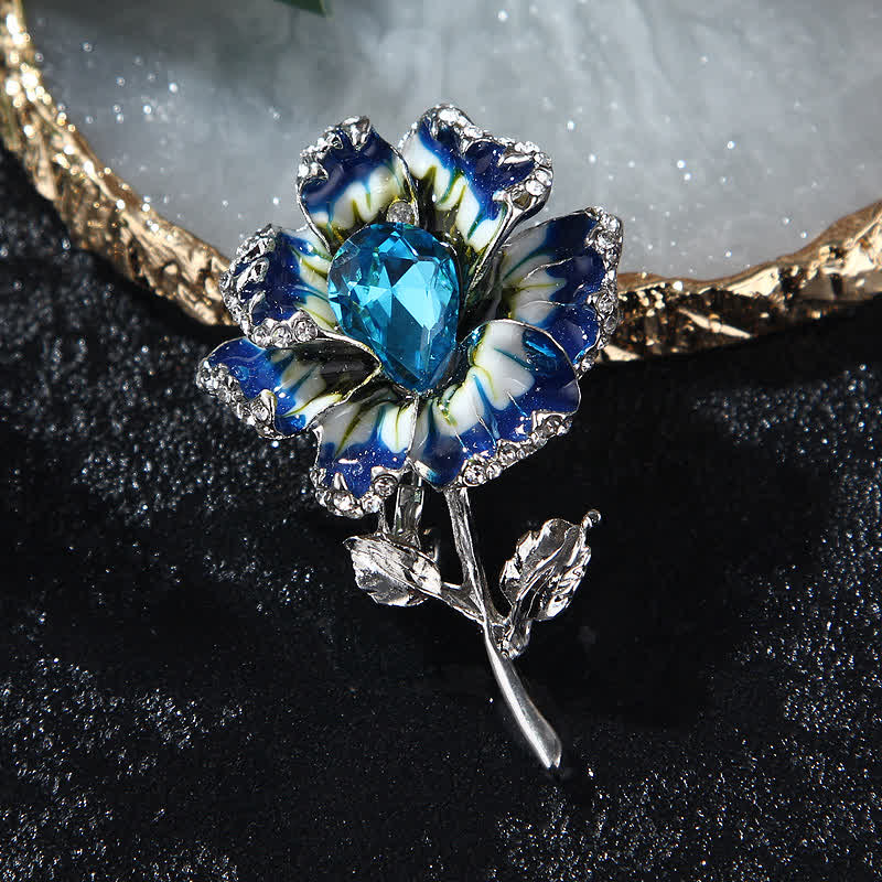 Women's Exquisite Crystal Enamel Flower Brooch - Image 8