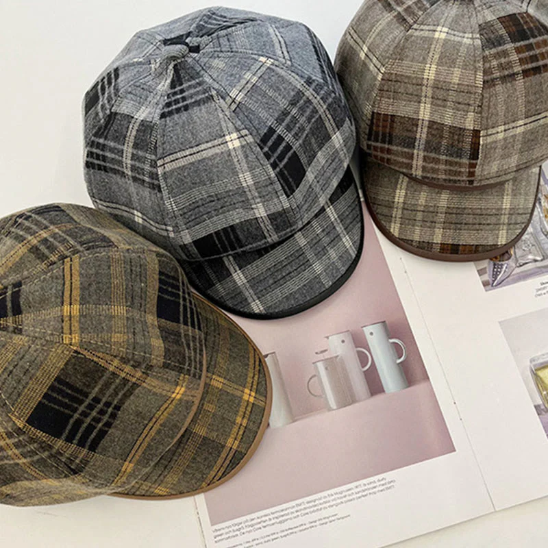 Women's Exquisite Retro Plaid Newsboy Beret Hat - Image 11