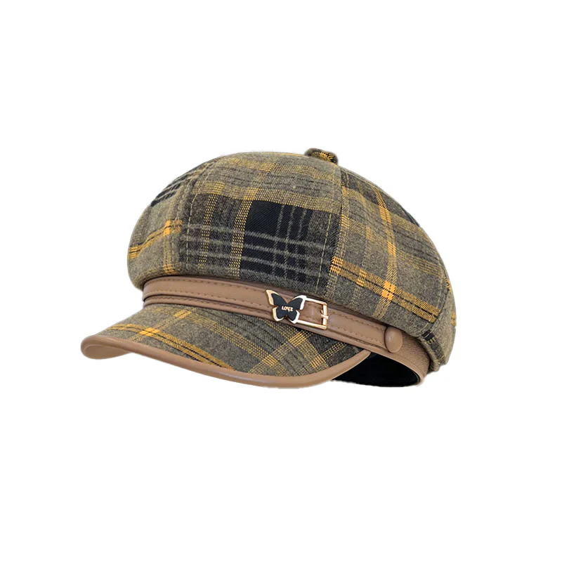 Women's Exquisite Retro Plaid Newsboy Beret Hat - Image 6