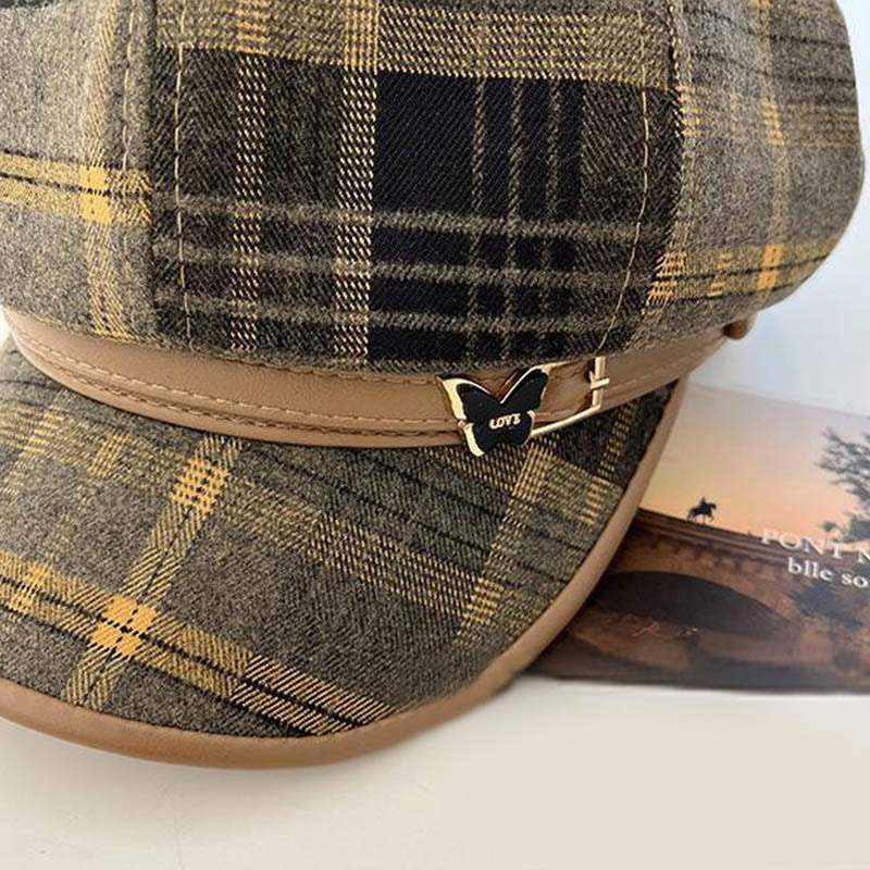 Women's Exquisite Retro Plaid Newsboy Beret Hat - Image 8