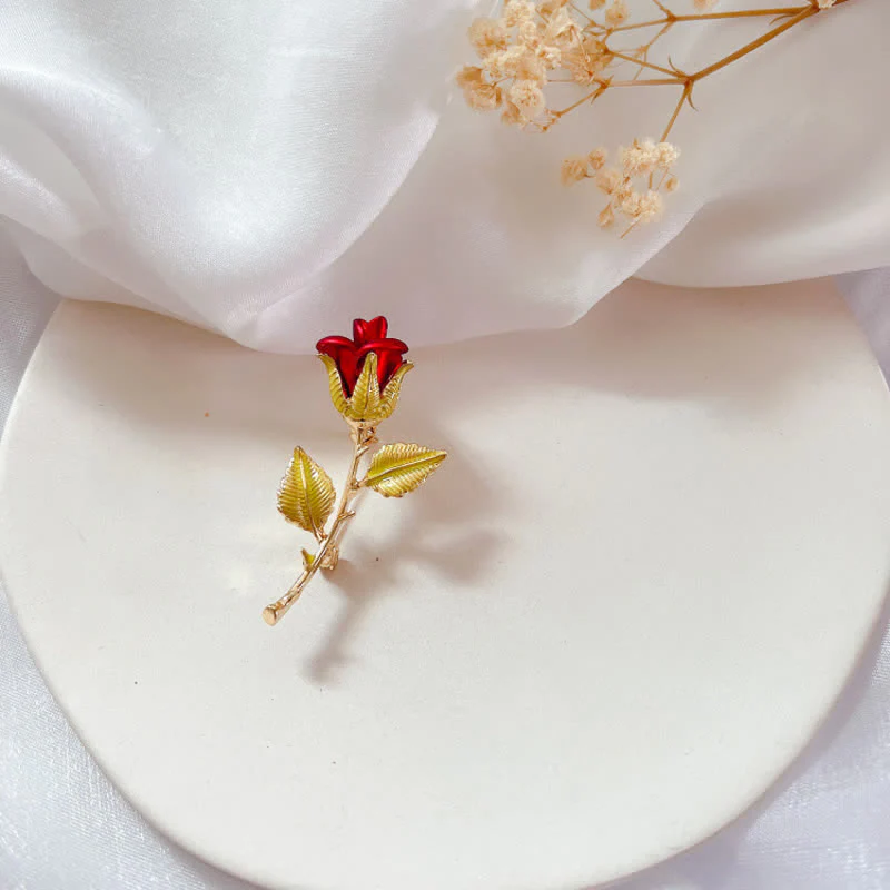 Women's Exquisite Rose With Stem Brooch - Image 3
