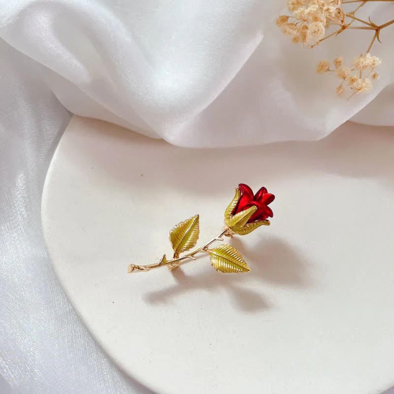 Women's Exquisite Rose With Stem Brooch - Image 6