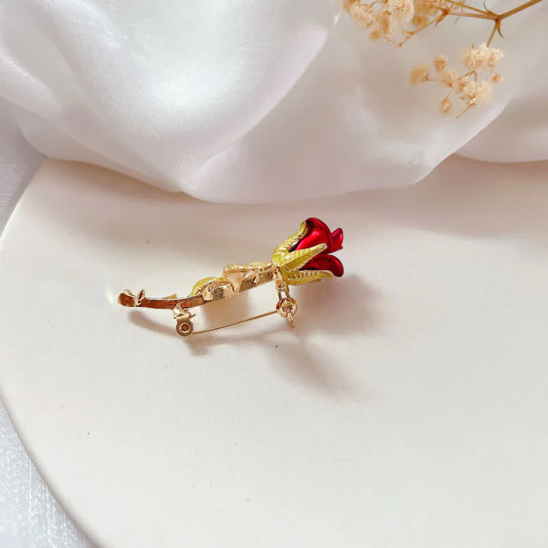 Women's Exquisite Rose With Stem Brooch - Image 8