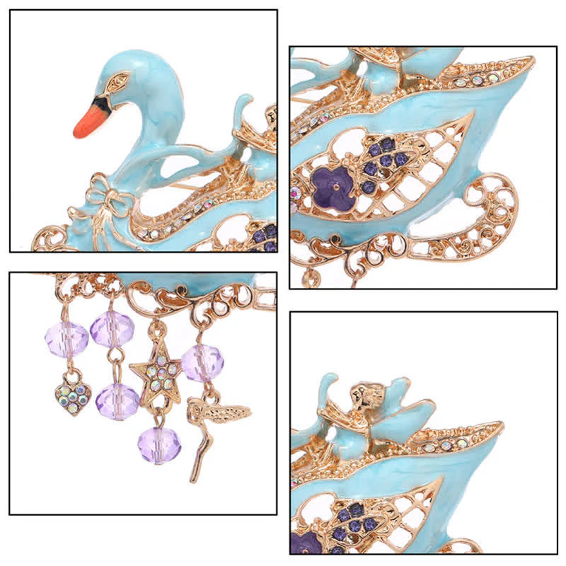 Women's Fairy Swan Tassels Hollow Brooch - Image 4